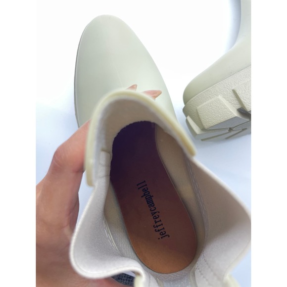NWT Jeffrey Campbell Platform Lug Rainboots Chelsea Boot Size 7 Cream - Picture 14 of 14